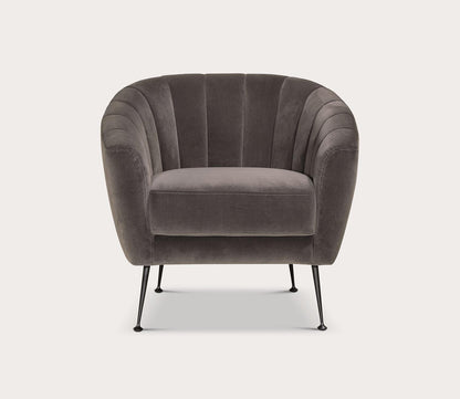Marshall Tufted Grey Velvet Barrel Accent Chair by Moe's Furniture