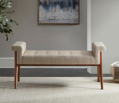 Mason Tan Fabric Upholstered Accent Bench by INK + IVY