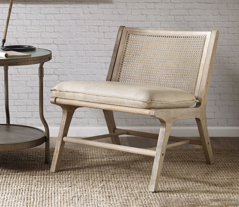 Ink & Ivy Melbourne Cane Inset Wood Accent Chair - Image 1