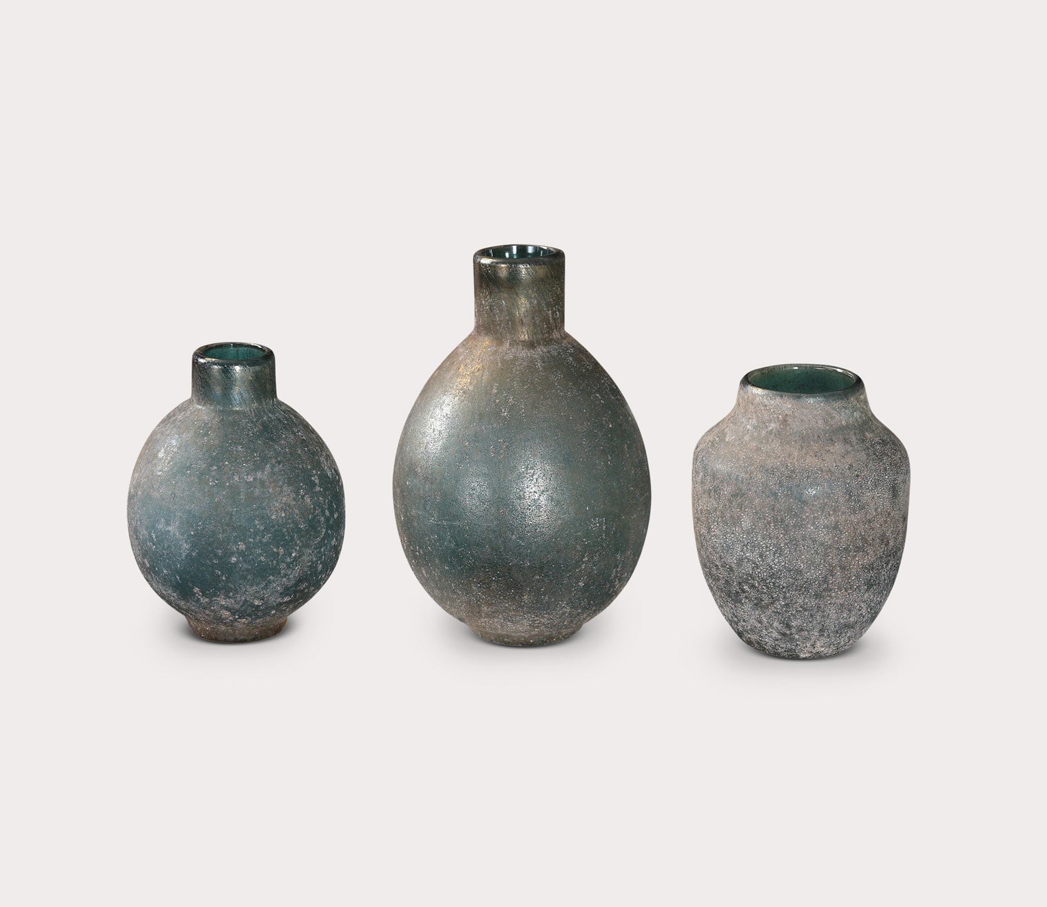 Mercede Weathered Blue Green Vases Set of 3 by Uttermost