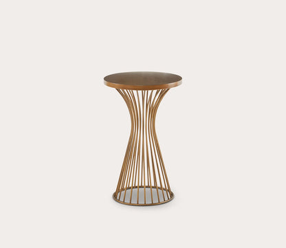Mercer Bronze Metal Round Pedestal Accent Table by INK + IVY