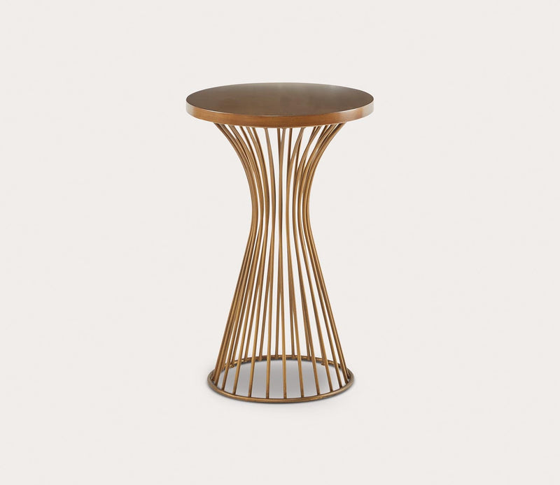 Ink & Ivy Mercer Bronze Metal Round Pedestal Accent Table - Image 2