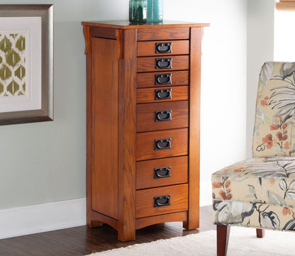 Mission Oak Wood 8-Drawer Jewelry Armoire by Powell