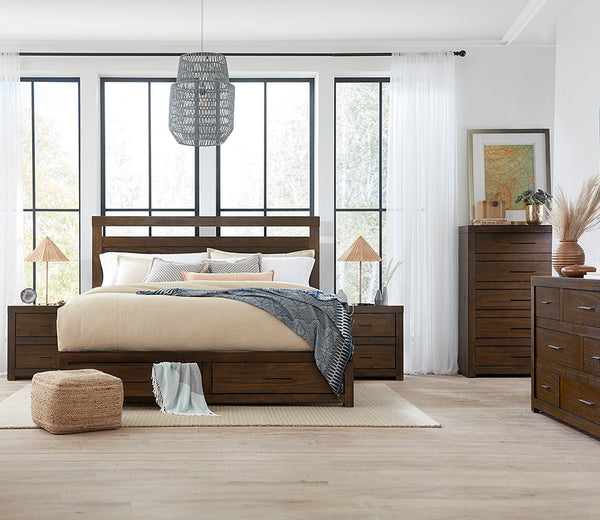 Aspen Home Modern Loft Brown Storage Bed Bedroom Set City Mattress