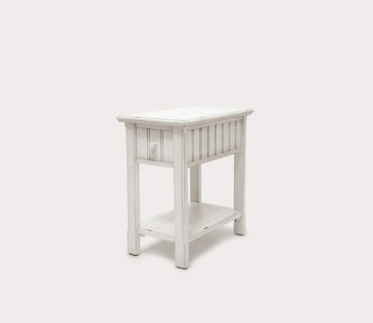 Monaco White Chairside Table - FLOOR SAMPLE by Sea Winds Trading