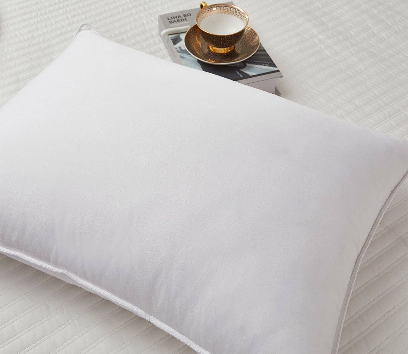 Naples Cotton Sateen Medium Firm White Down Pillow by Blue Ridge Home Fashions