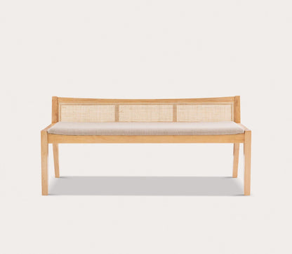 Nassau Beige Rattan Cane Bench with Back by Powell