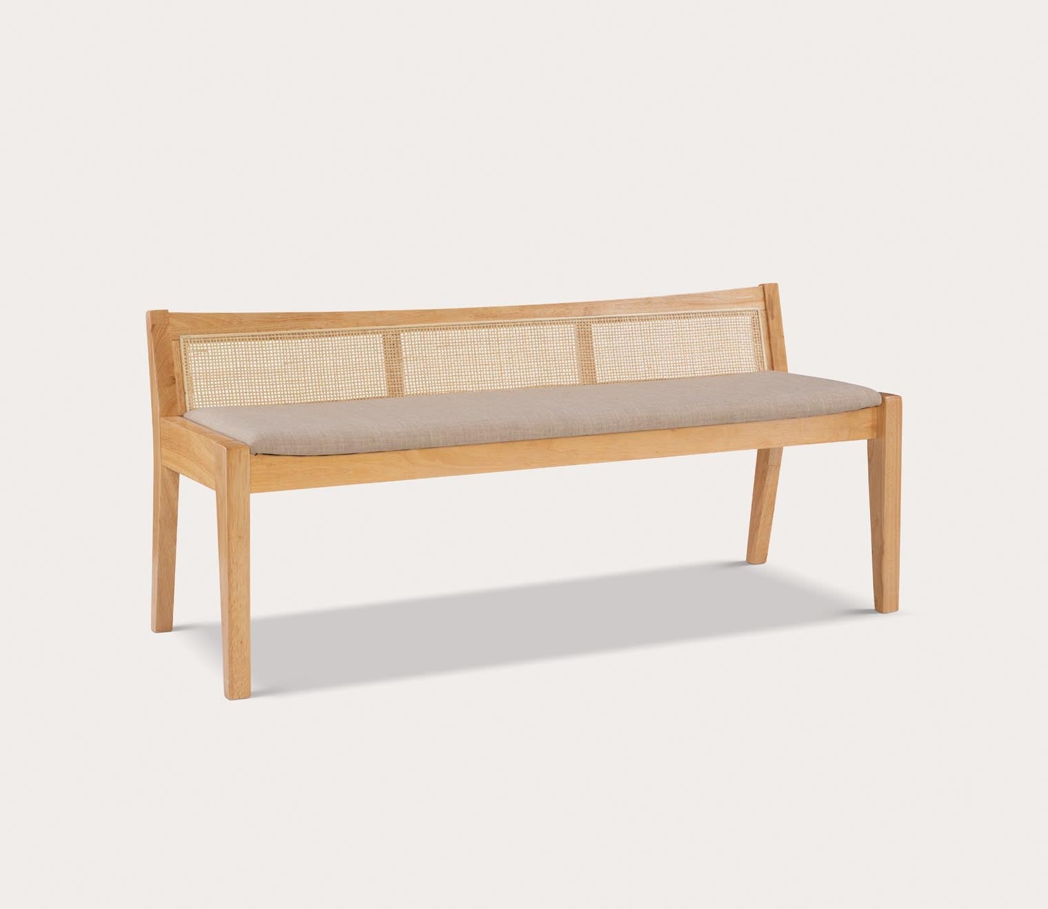 Nassau Beige Rattan Cane Bench with Back by Powell