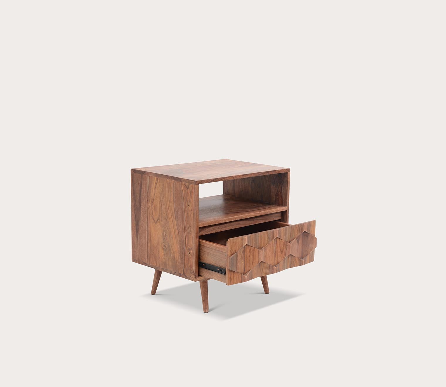 O2 Brown Solid Wood 1-Drawer Nightstand by Moe's Furniture