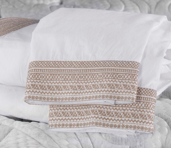 Olivia Embroidered Cotton Percale Sheet Set by CM Home