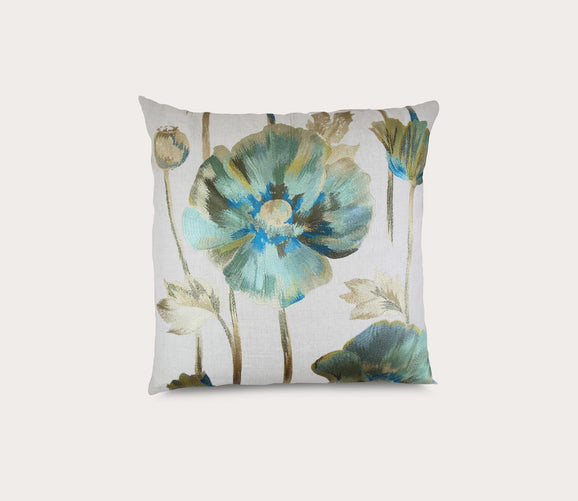 Opium Floral Embroidered Throw Pillow by Ann Gish