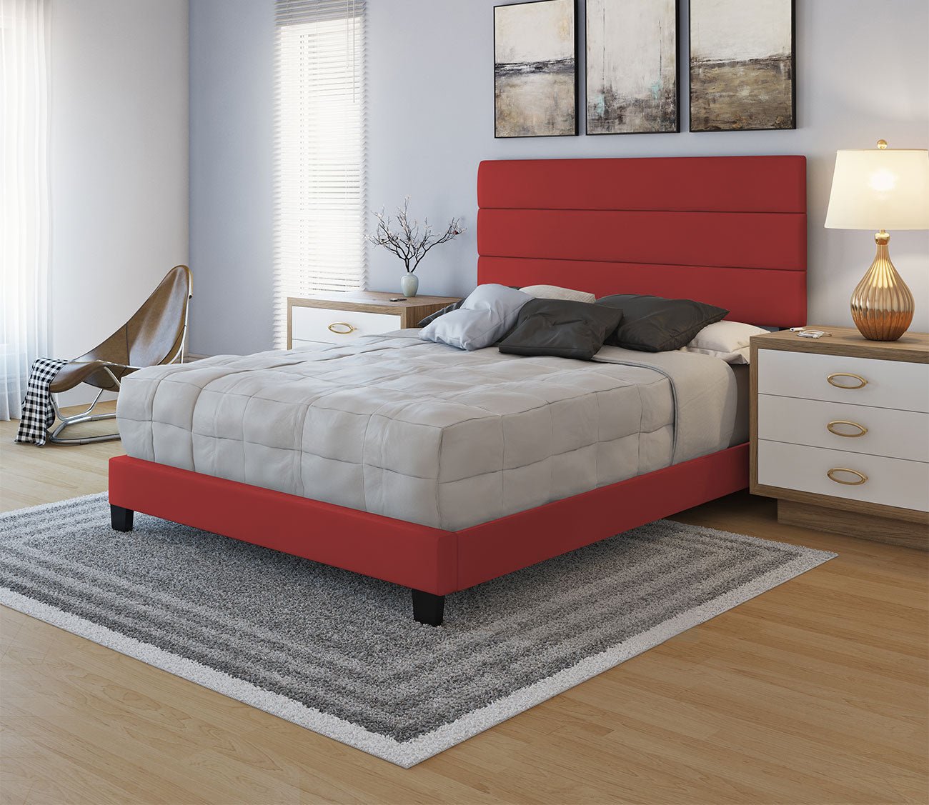 Parker Faux Leather Upholstered Platform Bed by Arkotec