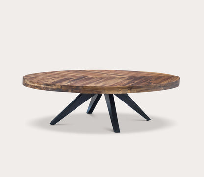 Parq Herringbone Acacia Wood Oval Coffee Table by Moe's Furniture