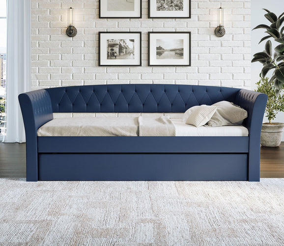 Patrick Tufted Faux Leather Daybed with Trundle by Arkotec