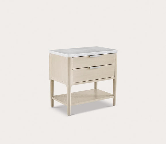 Payton Marble Top White Oak 2-Drawer Nightstand by Palmetto Home