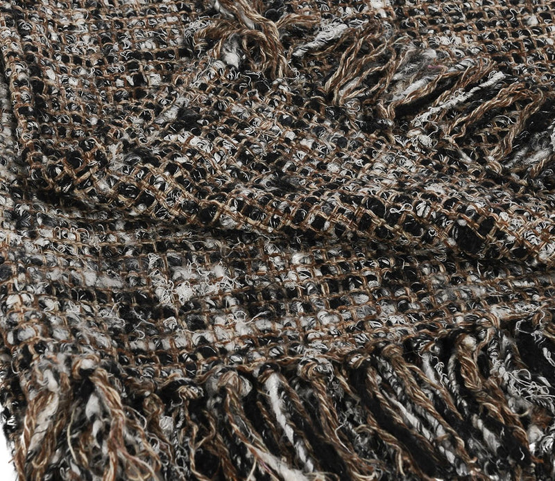 Villa by Classic Home Porter Black Ivory Throw Blanket - Image 3