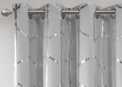 Raina Metallic Print Total Blackout Grommet Top Curtain Panel by Intelligent Design