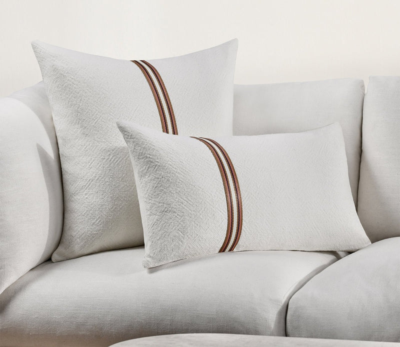 Villa by Classic Home Ralph Ivory Sangria Red Throw Pillow - Image 1