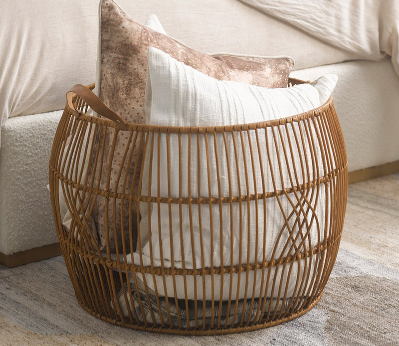Villa by Classic Home Rattan Iron Basket - Image 1