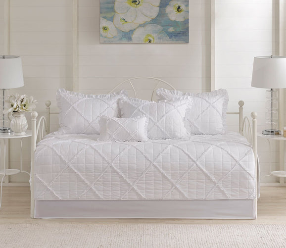 Rosie White Ruffle Quilted 6-Piece Daybed Cover Set by Madison Park