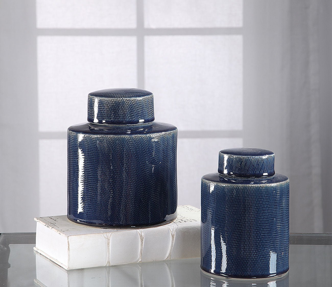 Saniya Blue Containers Set of 2 by Uttermost