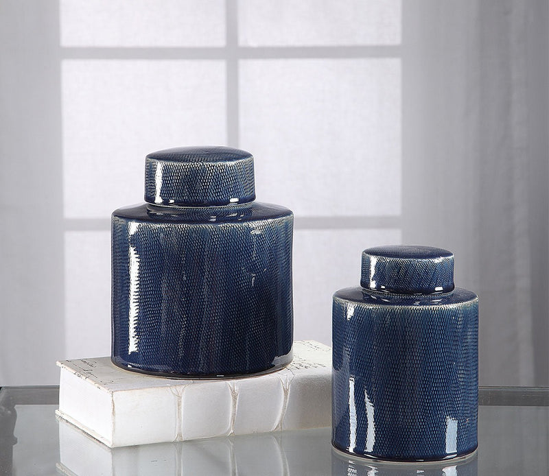 Uttermost Saniya Blue Containers Set of 2 - Image 3