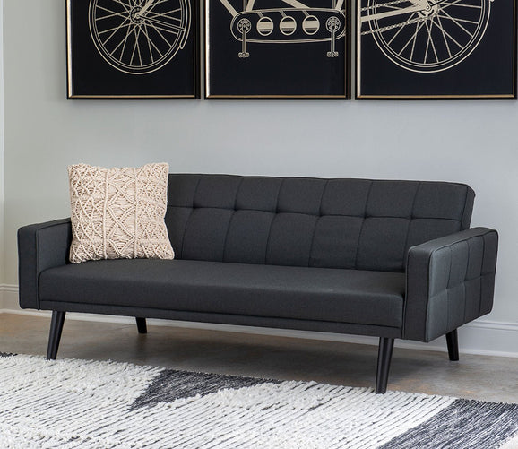 Sawyer Gray Fabric Upholstered Futon Sofa Bed by Legacy Classic