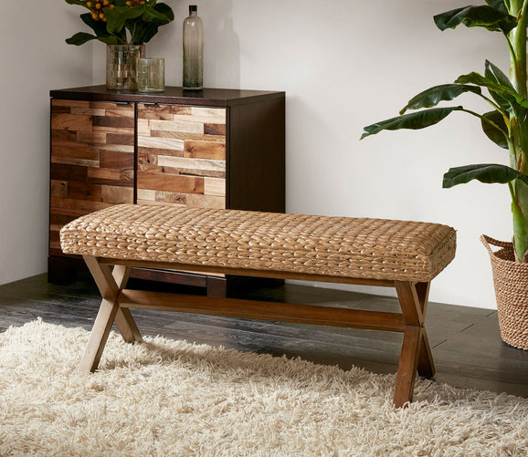 Seadrift Natural Woven Seagrass Accent Bench by INK + IVY