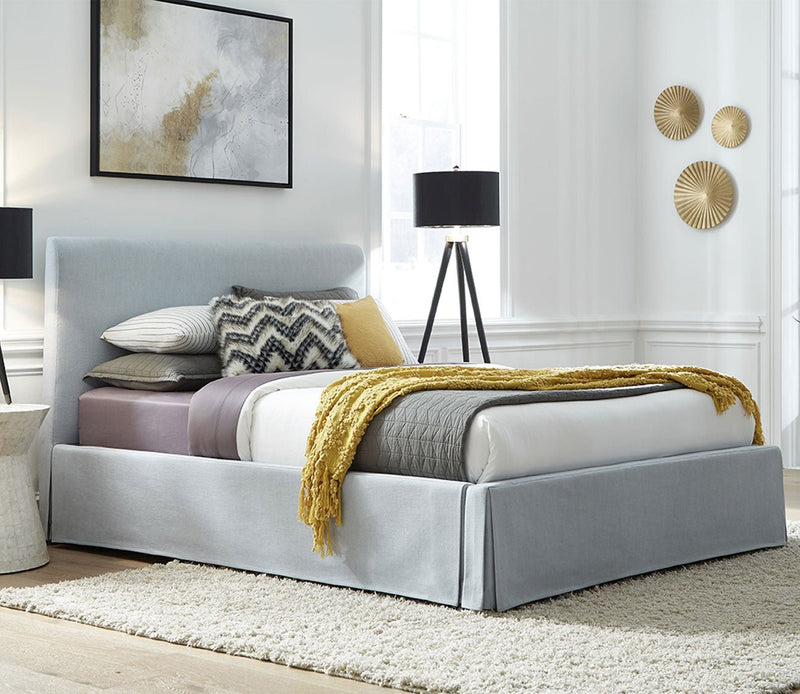 Modus Furniture Shelby Upholstered Skirted Storage Panel Bed - Image 2