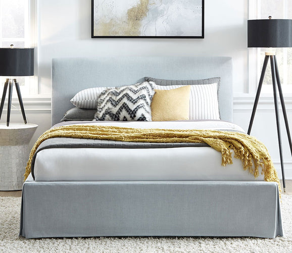 Shelby Upholstered Skirted Storage Panel Bed by Modus Furniture