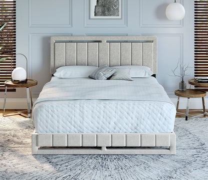 Shiloh Linen Fabric Upholstered Platform Bed by Arkotec