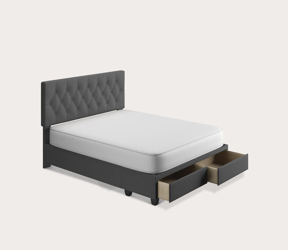 Sorrento Tufted Linen Fabric Platform Storage Bed by Arkotec