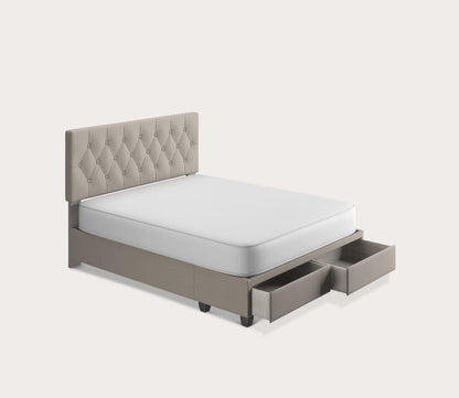 Sorrento Tufted Linen Fabric Platform Storage Bed by Arkotec