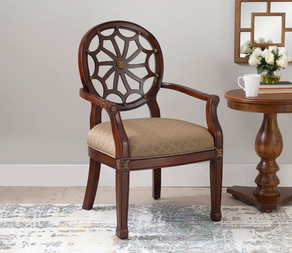 Spider Web Back Brown Wood Accent Chair by Powell