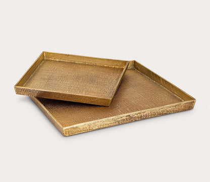 Square Linen Texture Tray Set of 2 by Elk Home