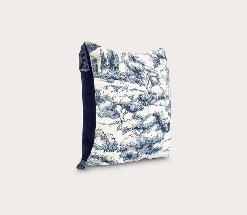 Villa by Classic Home Stonework Denim Blue Throw Pillow - Image 5