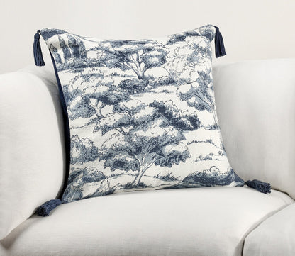 Stonework Denim Blue Throw Pillow by Villa by Classic Home