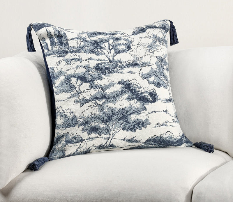 Villa by Classic Home Stonework Denim Blue Throw Pillow - Image 1