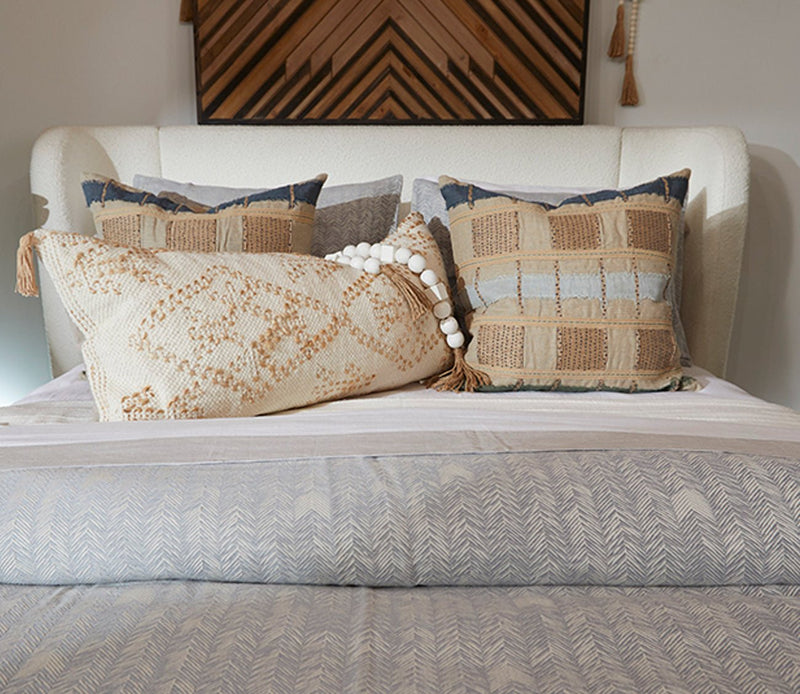 Villa by Classic Home Stratton Natural Blue Multi Throw Pillow - Image 2