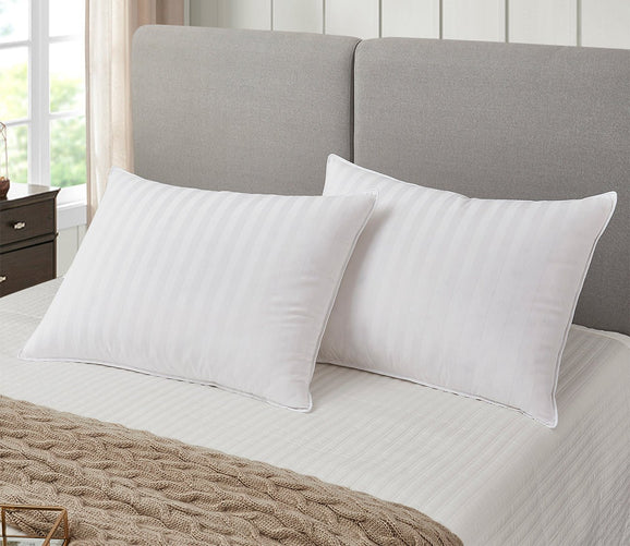 Supreme Damask Stripe Soft White Down Pillow by Blue Ridge Home Fashions