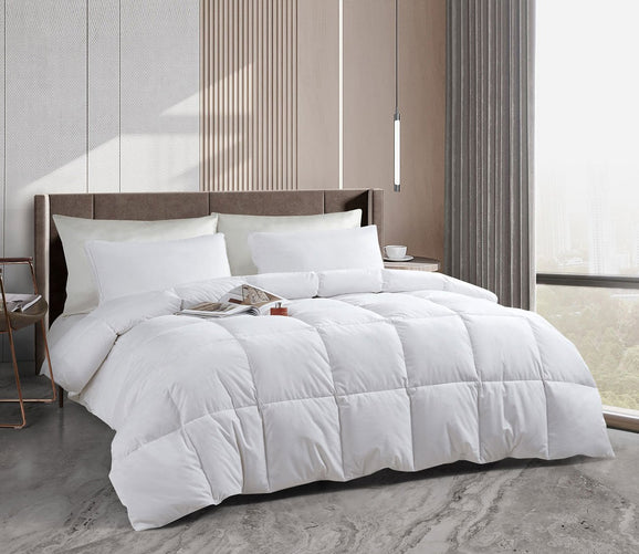 Tencel Cotton Blend All Season White Feather and Down Comforter by Serta