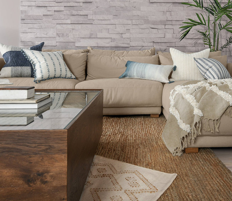 Villa by Classic Home Tide Blue Throw Pillow - Image 3