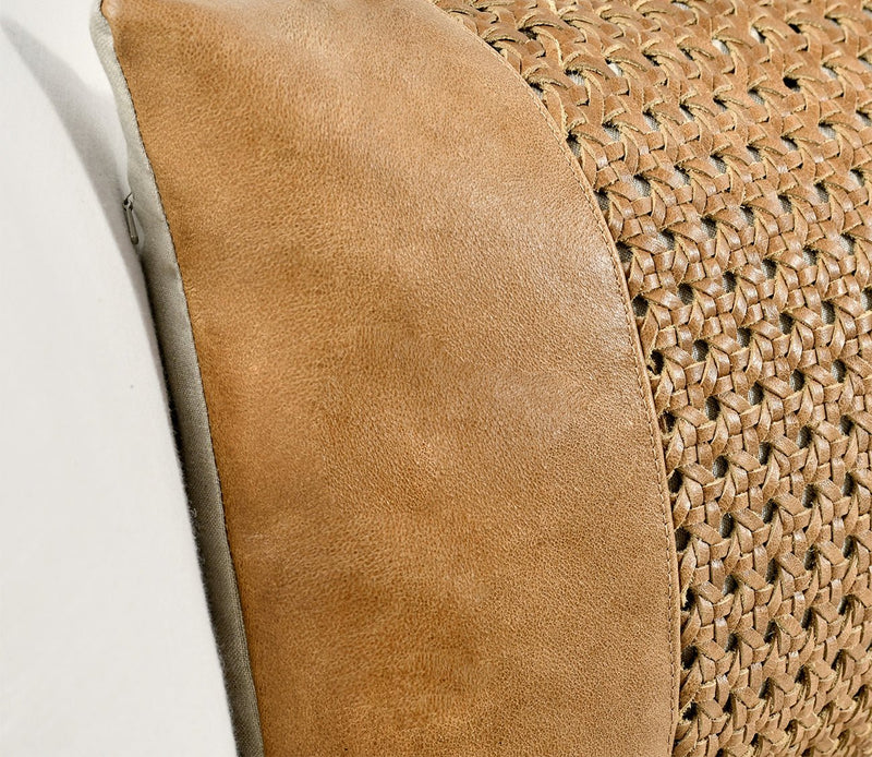 Villa by Classic Home Toscano Leather Chestnut Brown Throw Pillow - Image 5