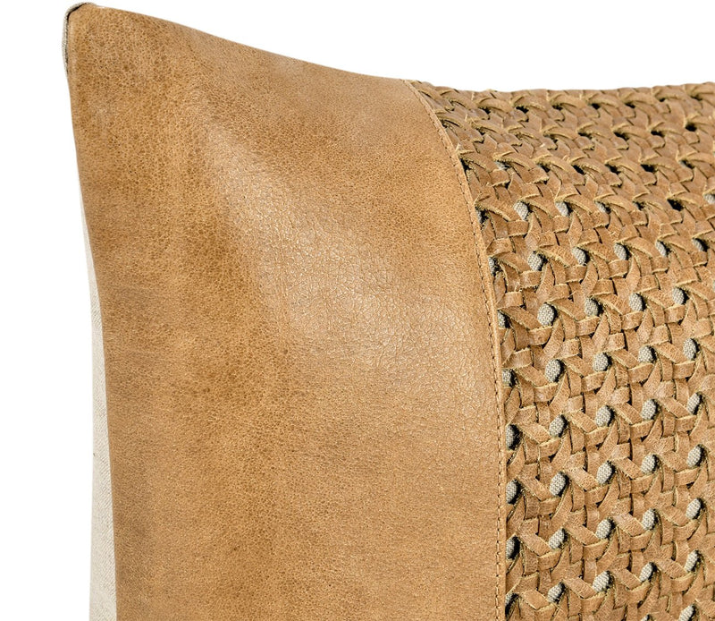 Villa by Classic Home Toscano Leather Chestnut Brown Throw Pillow - Image 6