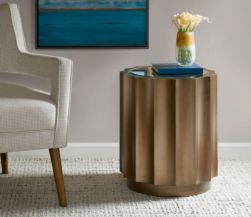 Madison Park Valentina Bronze Round Scalloped Accent Table - Image 1