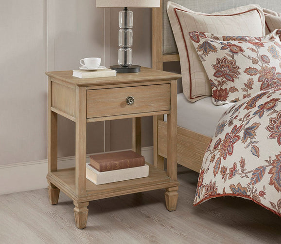 Victoria Light Natural Wood 1-Drawer Nightstand by Madison Park Signature