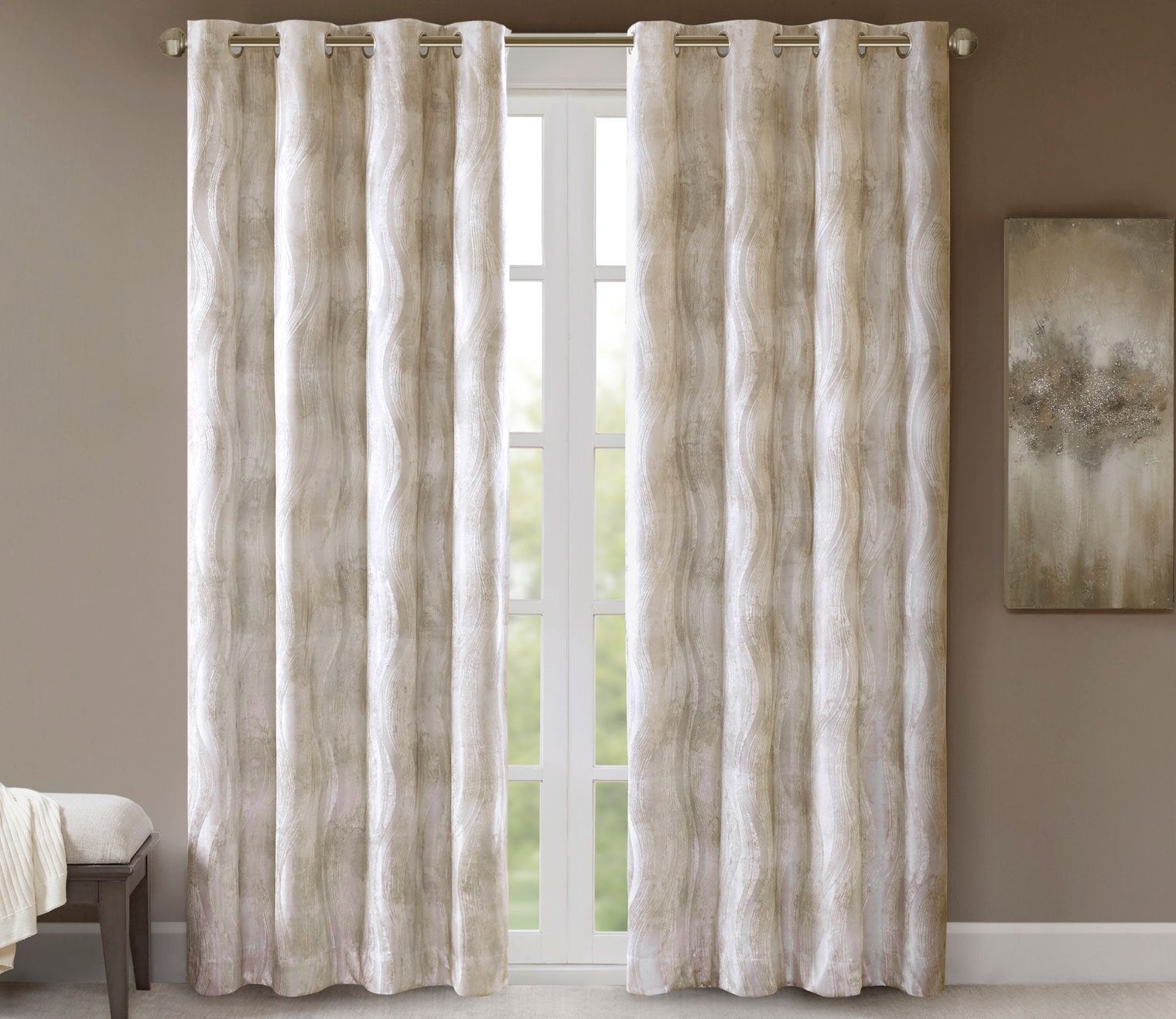 Victorio Printed Jacquard Total Blackout Grommet Top Curtain Panel by SunSmart