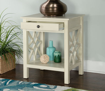 Whitley Antique White 1-Drawer End Table by Linon