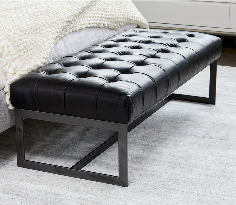 Moe's Furniture Wyatt Tufted Buffalo Leather Bench - Image 5