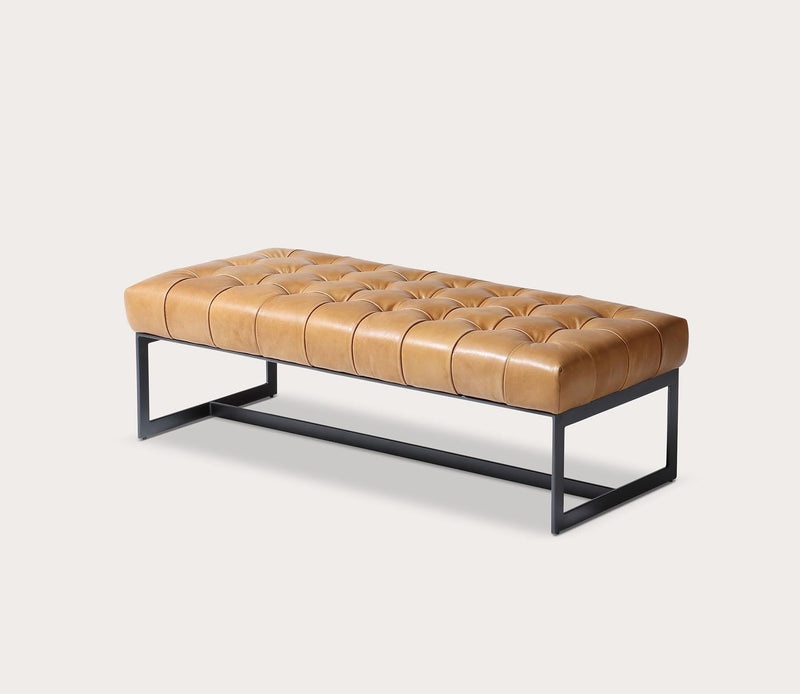 Moe's Furniture Wyatt Tufted Buffalo Leather Bench - Image 4